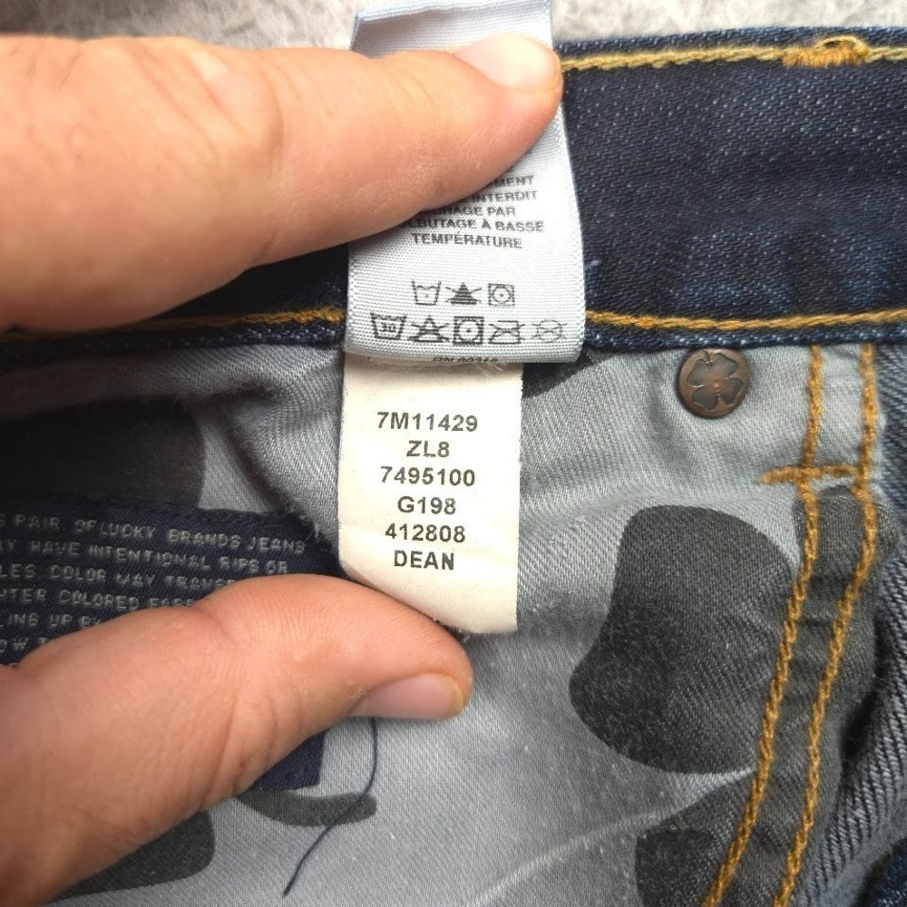 Lucky Brand Dean Jeans Mens 36x27 Dark Wash Straight Stretch Denim 34x32 - Picture 6 of 15